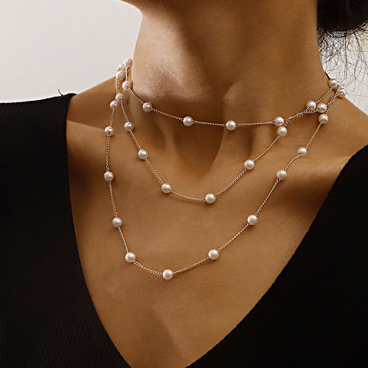 Collar Mayra con perlas dorado