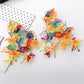 Aretes largos de flores multicolor bohemias