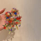 Aretes largos de flores multicolor bohemias