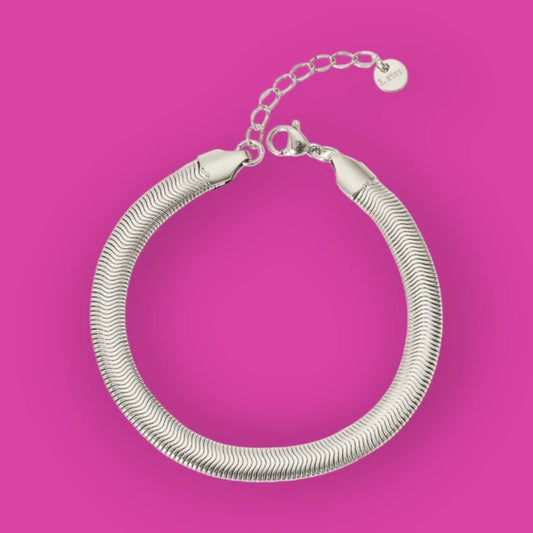 Pulsera de hueso de serpiente plateada acero inoxidable