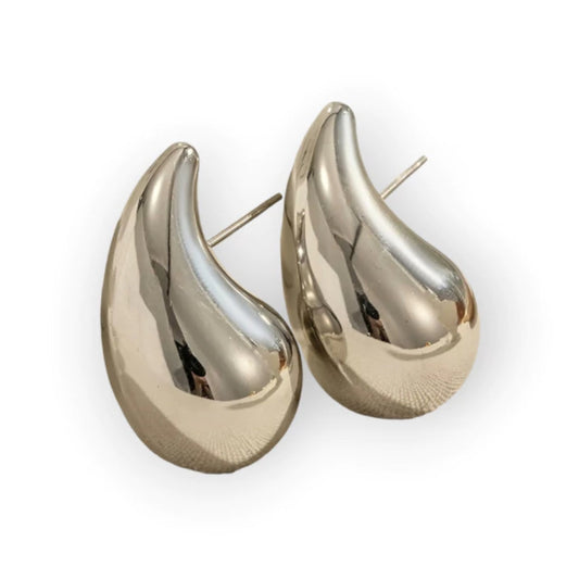 Aretes de gota plateados acero inoxidable
