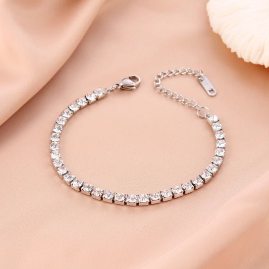 Pulsera de diamantes plateada