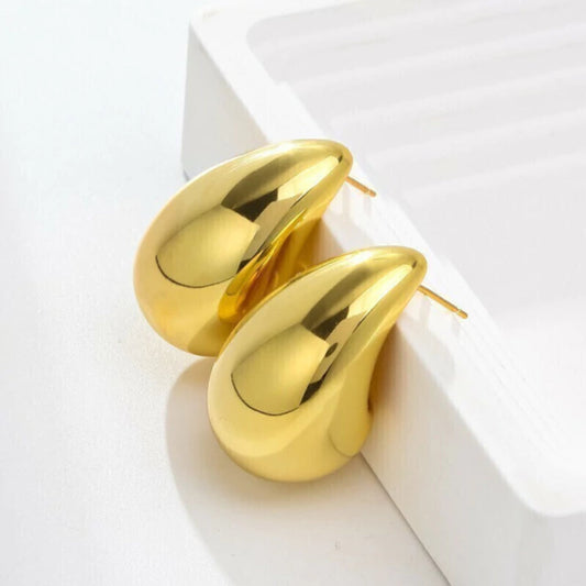 Aretes de gota dorados acero inoxidable