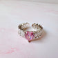 Anillo Lily plateado con rosa