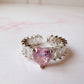 Anillo Lily plateado con rosa