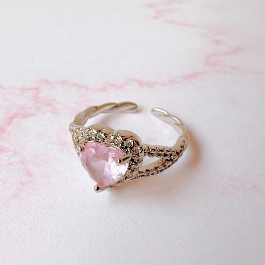 Anillo Ilse plateado con rosa