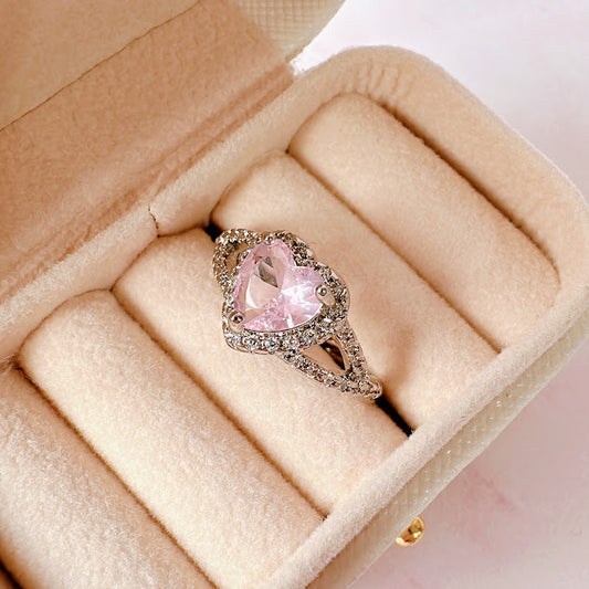 Anillo Ilse plateado con rosa