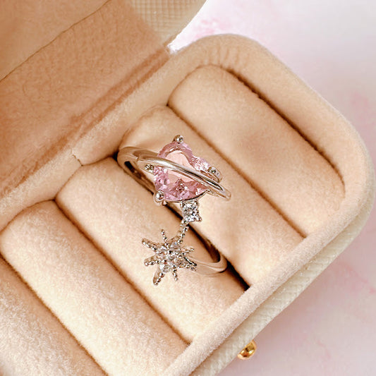 Anillo Malena plateado con rosa
