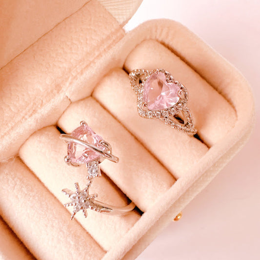Anillo Malena plateado con rosa