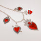 Collar Sagrado corazon plateado con rojo