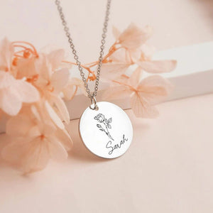 Collar plaquita redonda plata 2cm