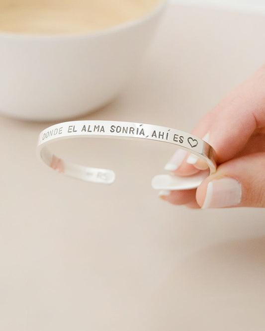 Brazalete mujer color rosa gold personalizable