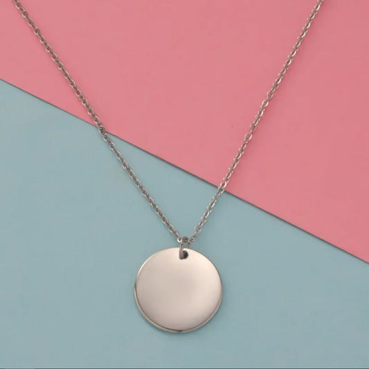 Collar plaquita redonda plata 2cm