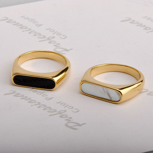 Anillo básico madre perla rectangular básico tendencia