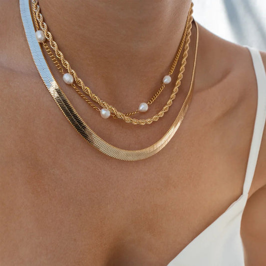 Set layering collares casual perlas
