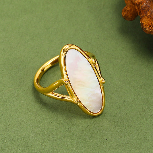 Anillo madre perla grande básico vintage