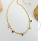 Collar estilo simple con corazones de circonias multicolor