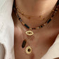 Juego de collares y anillo layering piedra natural estilo étnico