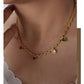 Collar estilo simple con corazones de circonias multicolor