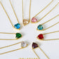 Collar romántico dije corazón piedra colores