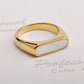 Anillo básico madre perla rectangular básico tendencia