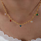 Collar estilo simple con corazones de circonias multicolor