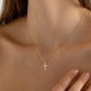 Collar dije de cruz piedras cristal básico formal