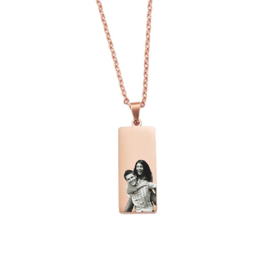 Collar plaquita vertical rose gold