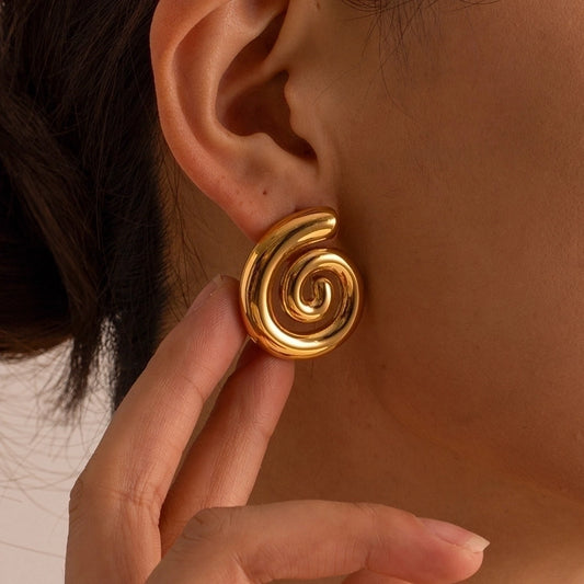 Aretes espirales casuales chunky