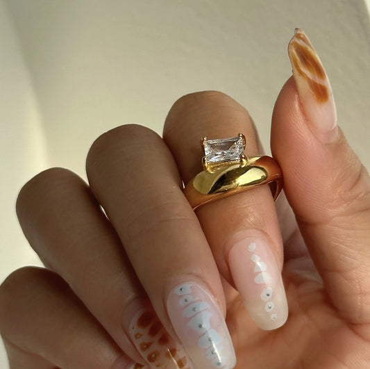 Anillo chunky básico tendencia circonia simple