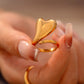 Anillo grande corazon chunky geométrico casual