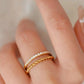 Anillo doble con circonias trenzado dorado