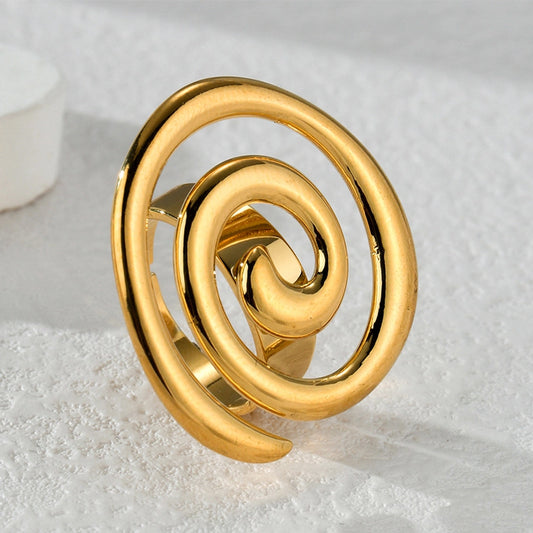 Anillo ajustable espiral grande estilo simple tendencia