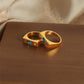 Anillo rectangular con piedras corazón cristal casual formal