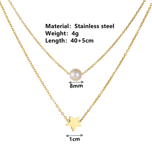 Collar doble estrella perlita