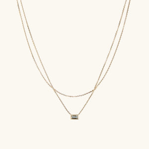 Collar discreto doble con piedra de cristal