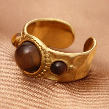 Anillos geométricos casuales corazón piedra vintage