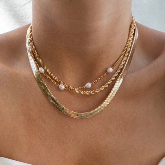 Set layering collares casual perlas