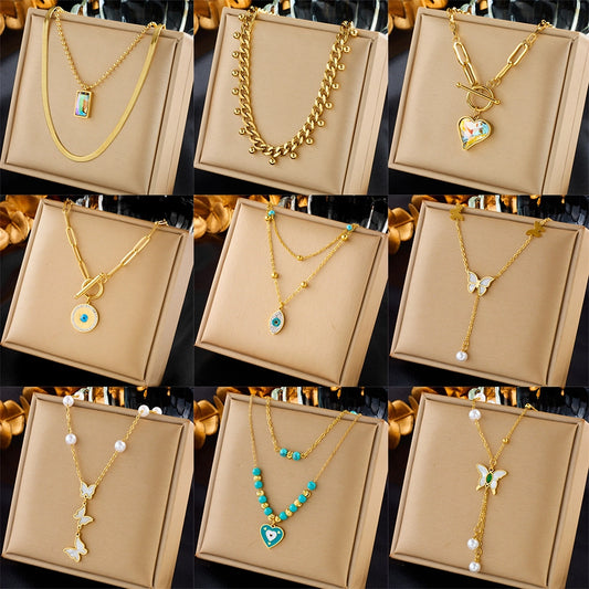 Collares estilos varios tendencia casual ojo mariposa corazón