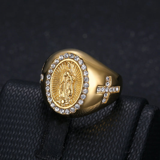 Anillo Guadalupe estilo chunky diario casual formal