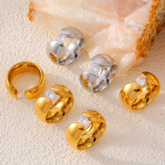 Anillo estilo chunky con piedra cristal