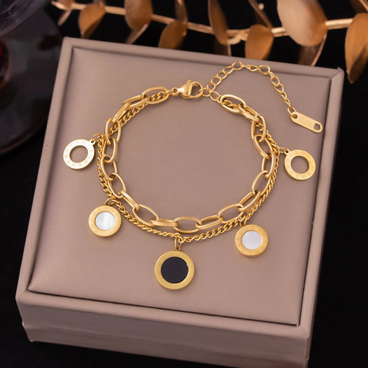 Pulsera doble en tendencia cadena charms