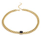 Juego collar pulsera cadena chunky con piedra negra