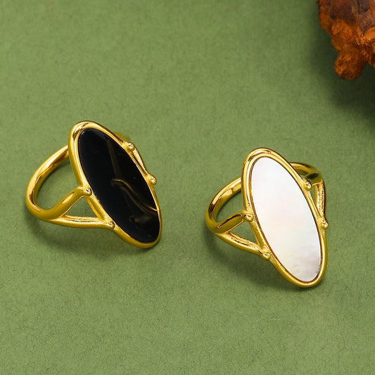 Anillo madre perla grande básico vintage