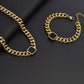 Juego collar pulsera cadena chunky con piedra negra