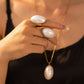 Juego collar anillo piedra blanca formal vintage dorado