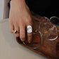 Anillo tendencia madre perla grande estilo chunky