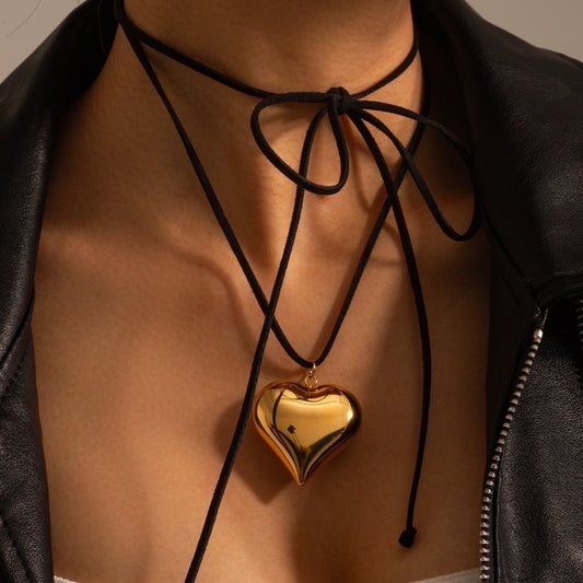 Collar ajustable corazón chunky de lazo