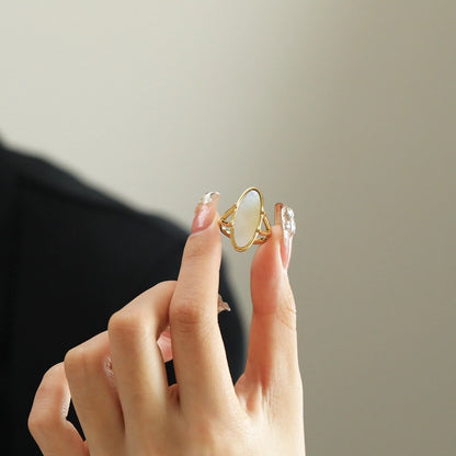 Anillo madre perla grande básico vintage