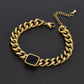 Juego collar pulsera cadena chunky con piedra negra